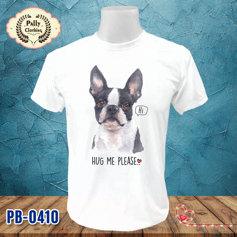 เสื้อยืดลายหมาแมว PB-0410 ลายเฟรนช์ บูลด็อก