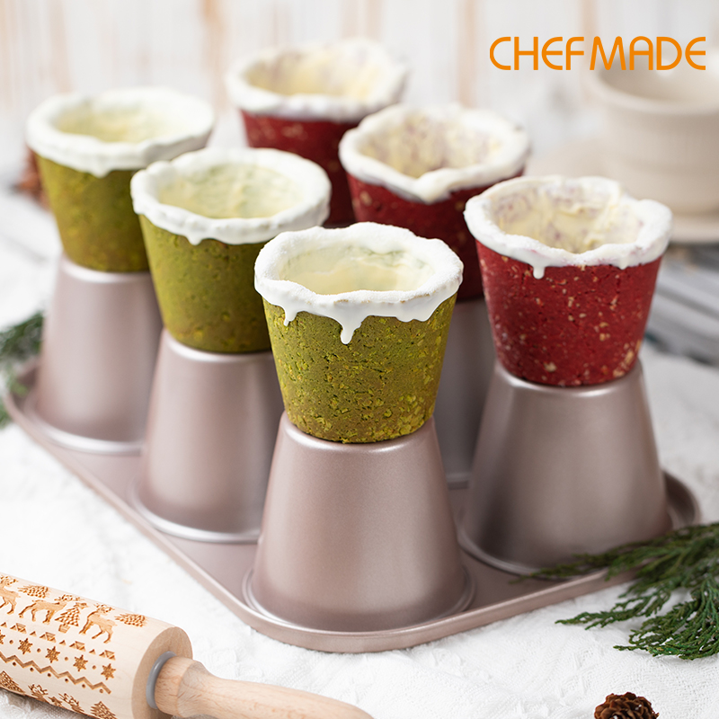 Chefmade WK9845 พิมพ์มัฟฟินจัมโบ้ 6 Cup Jumbo Muffin Pan (11-8133)