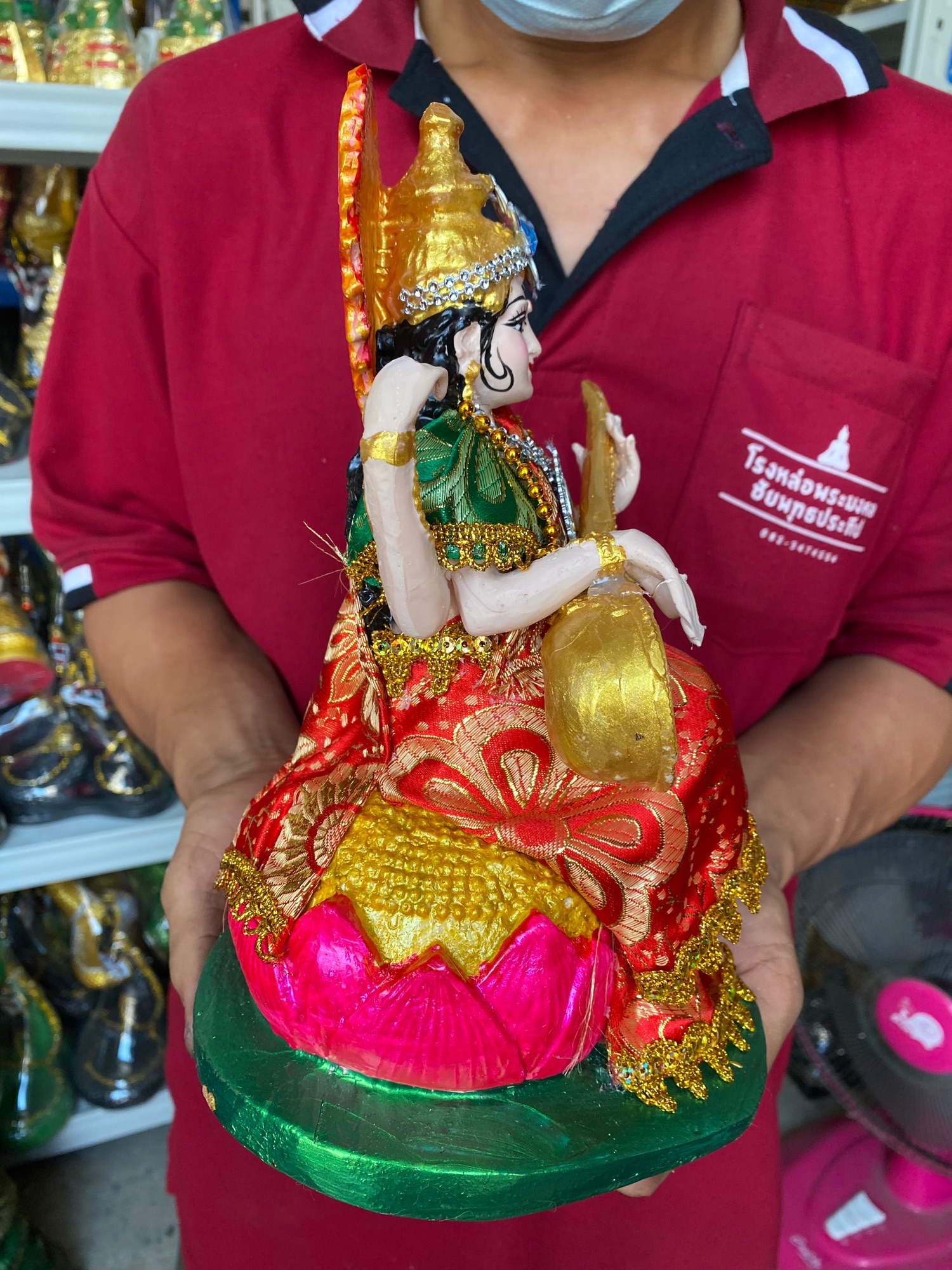 พระเเม่สุรัสวดี ระดับผ้าจริง สูง12นิ้ว