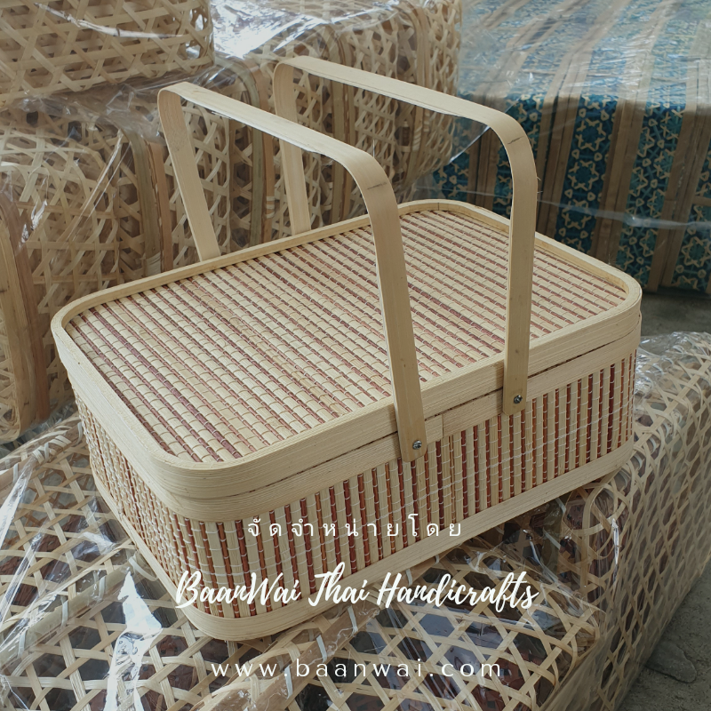 กล่องปิ่นโต ทรงสี่เหลี่ยม ฝาโปร่ง ขนาด 17*26*10 cm