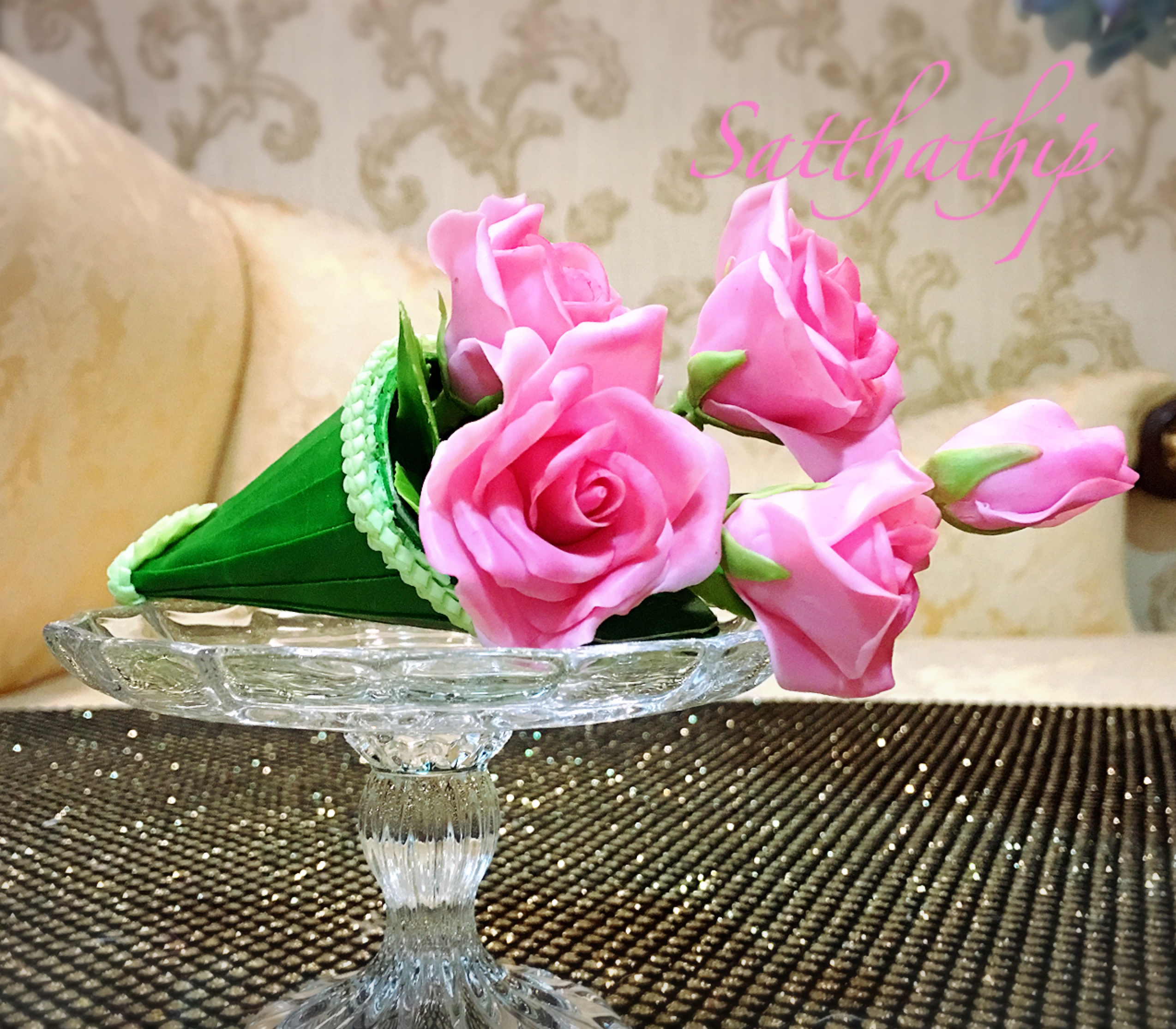 กรวยดอกกุหลาบ ประดิษฐ์จากดิน - ดอกกุหลาบ - Rose flower