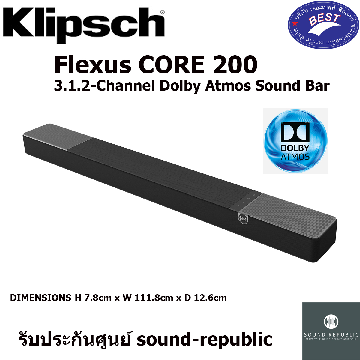 Klipsch Flexus CORE 200 3.1.2-Channel Dolby Atmos Sound Bar