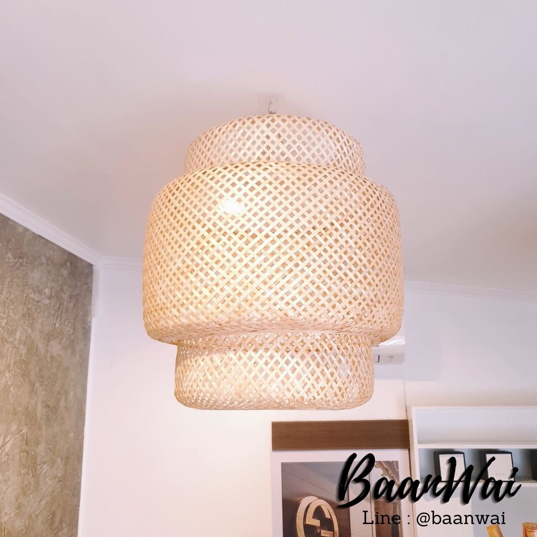 โคมไฟตกแต่ง โคมไฟไม้ไผ่ โคมซ้อน มี 2 ขนาด