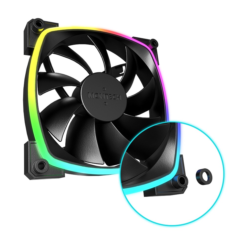 MONTECH AX120 PWM 3 IN 1 PACK WITH FAN HUB X 1 (BLACK) [1Y]