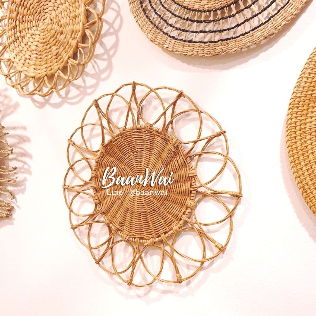 แผ่นรองจานหวาย แผ่นตกแต่งผนัง แผ่นรองหวาย ทรงกลม