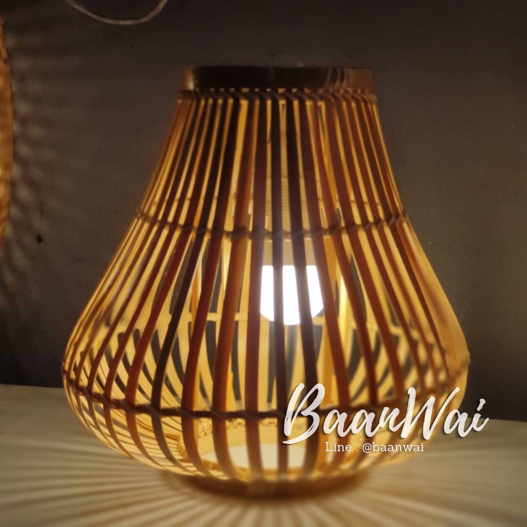 โคมไฟไม้ไผ่สาน โคมไฟทรงพุ่ม