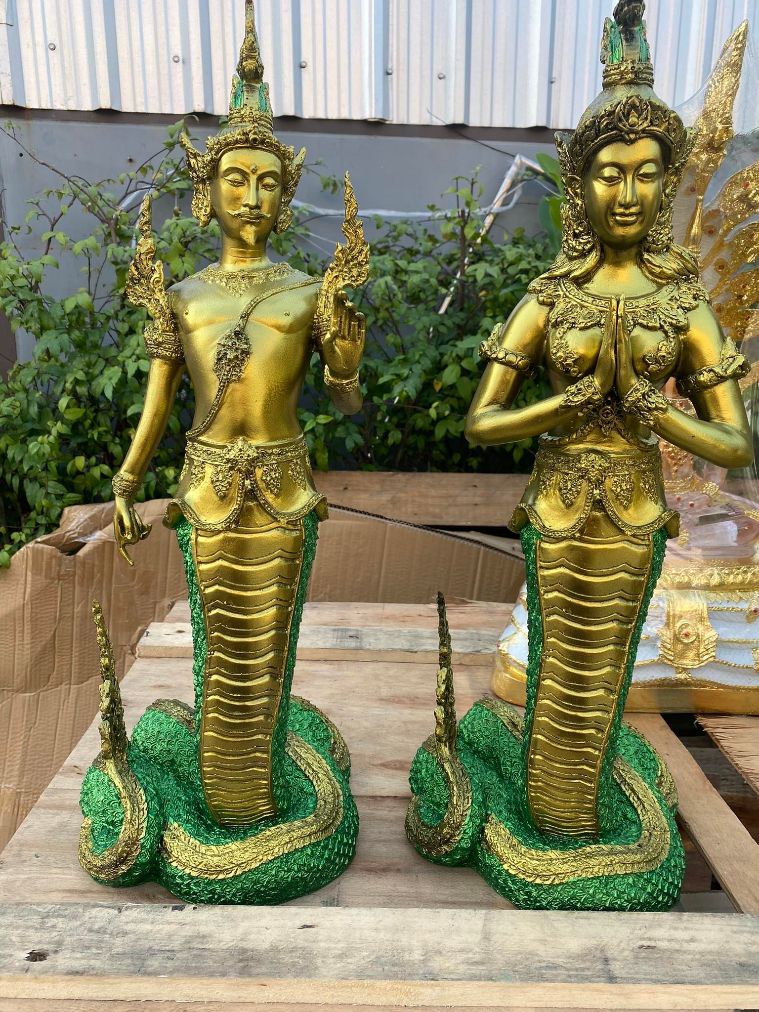 ปู่ศรีสุทโธย่าศรีประทุมมา ปู่ย่า สูง24นิ้ว องค์สีเขียว