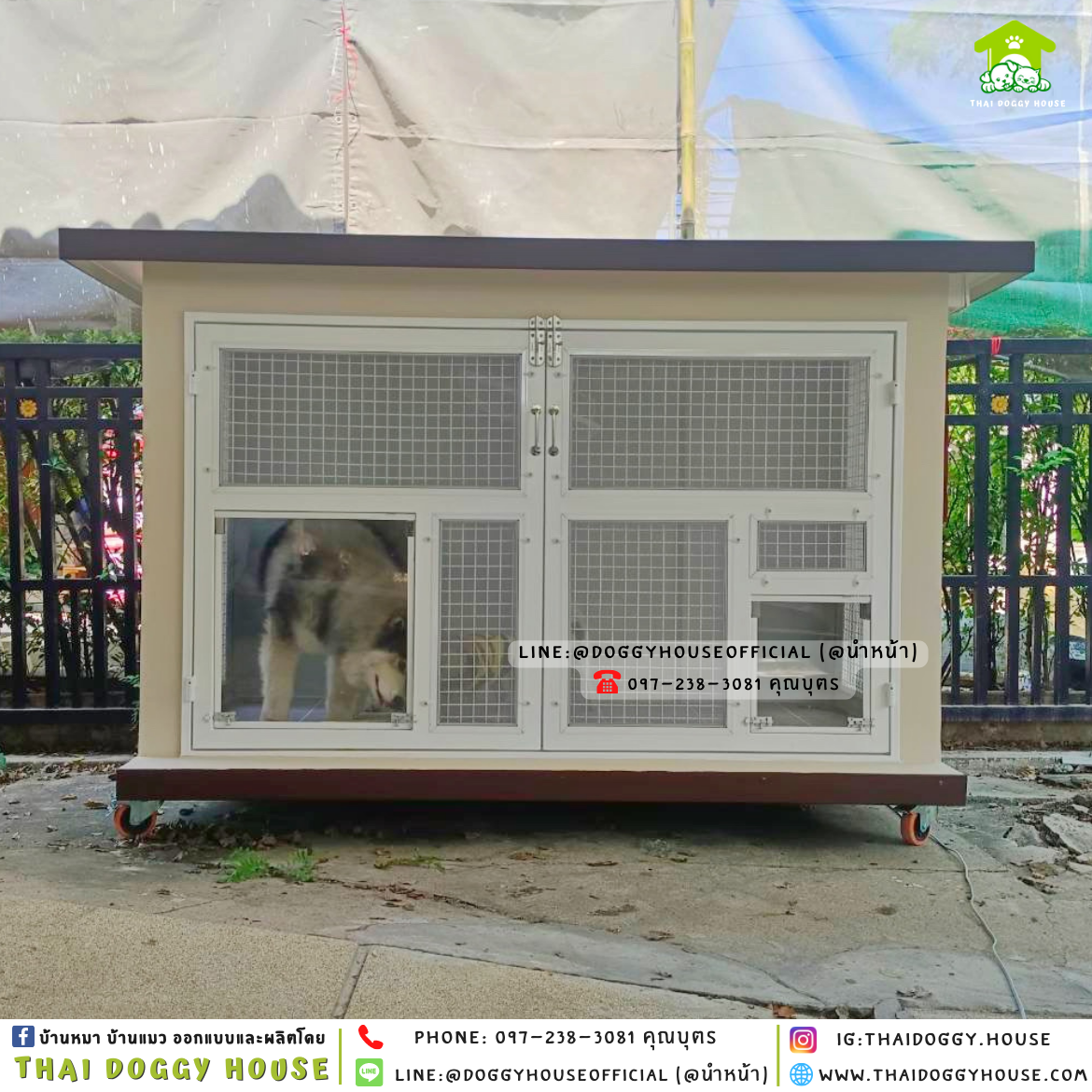 บ้านหมา ติดพัดลม มีมุ้งลวด +ตะแกรงเหล็ก 𝑩𝑶𝑿 𝑺𝑻𝒀𝑳𝑬
