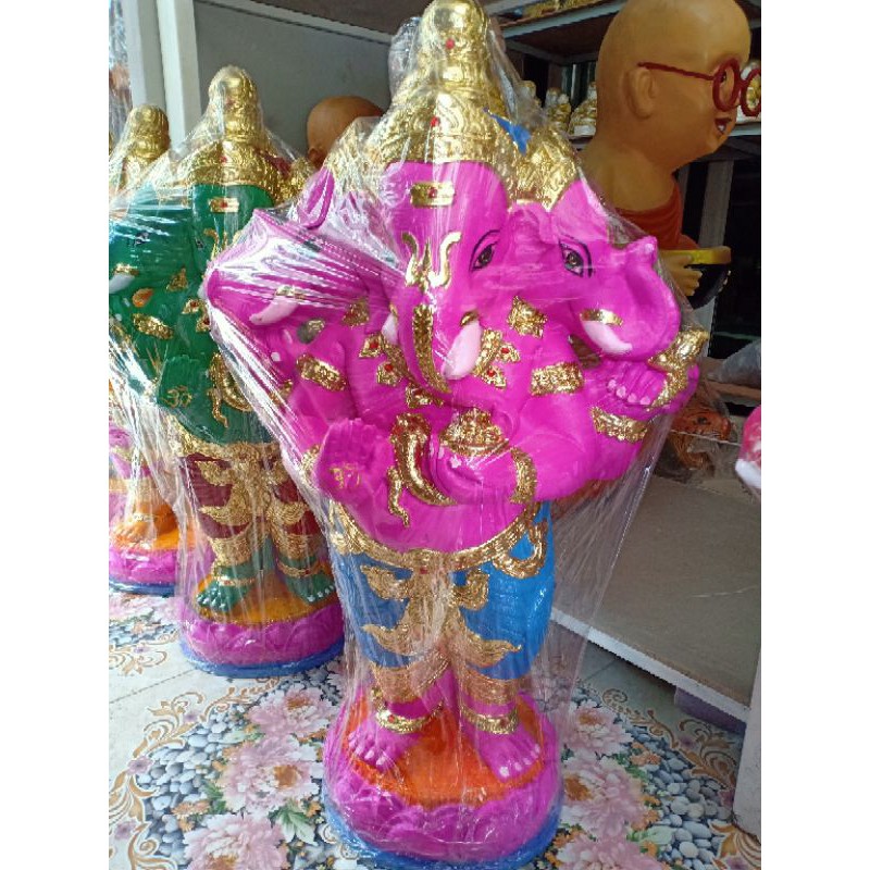 พระพิฆเนส พระพิฆเนศ พระพิฒเนศ 3 เศียร องค์ใหญ่ม๊วกกกกกกก เนื้อเรซิ่น อลังการ