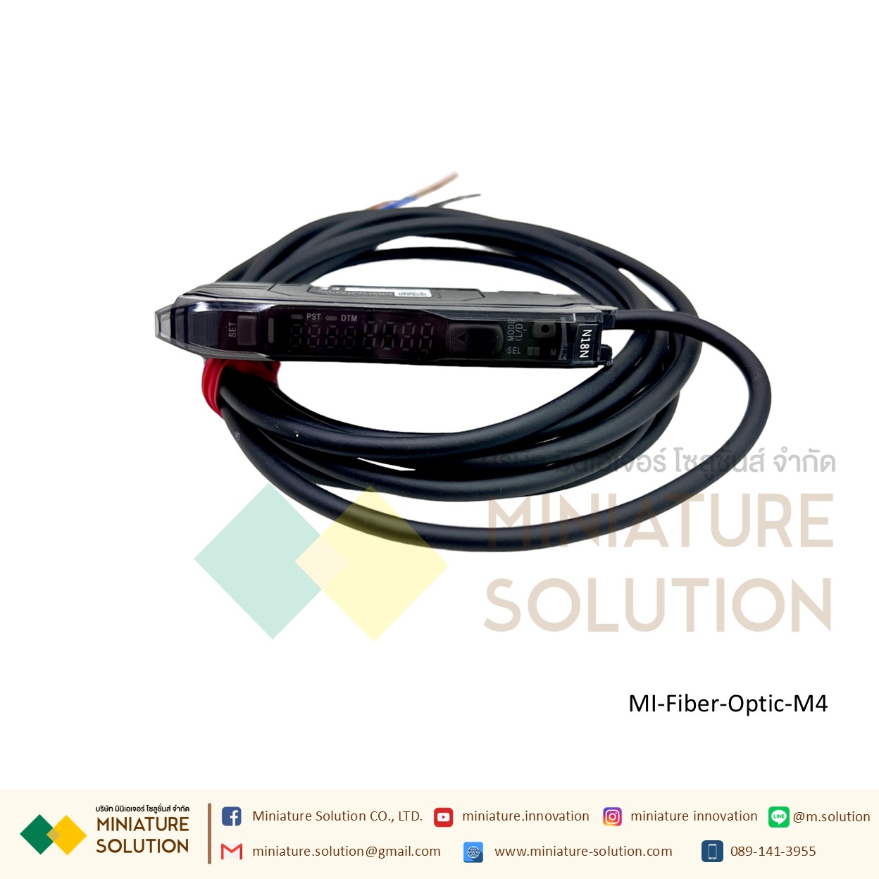 BERM เซนเซอร์ออปติคอล fiber optic sensor amplifier probe M3M4M6 หัวตรง M4 Diffuse Reflective Sensor พร้อมใช้งาน