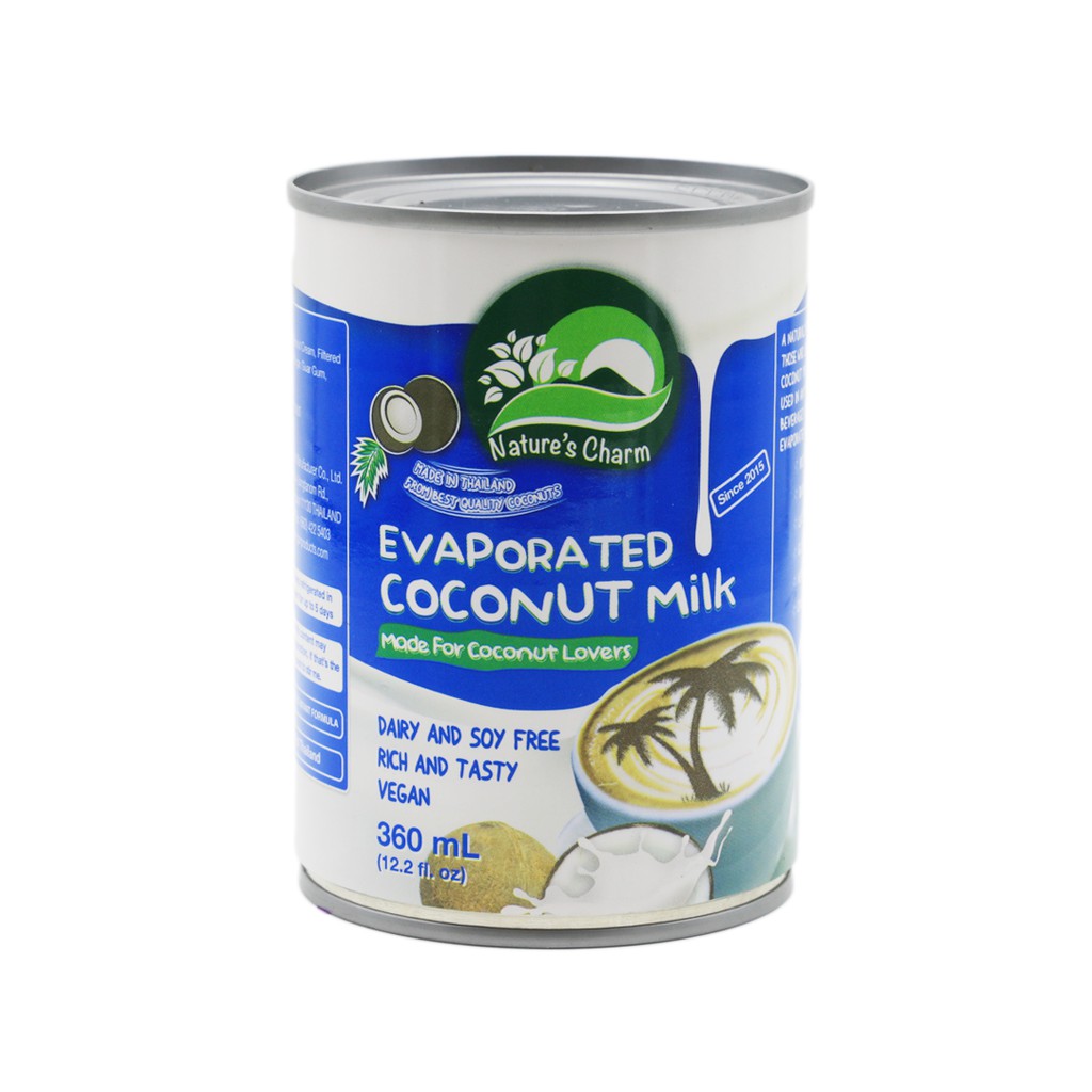 นมข้นจืดมะพร้าว Evaporated Coconut Milk ตรา Nature's Charm ขนาด 360 ml. (02-7320)