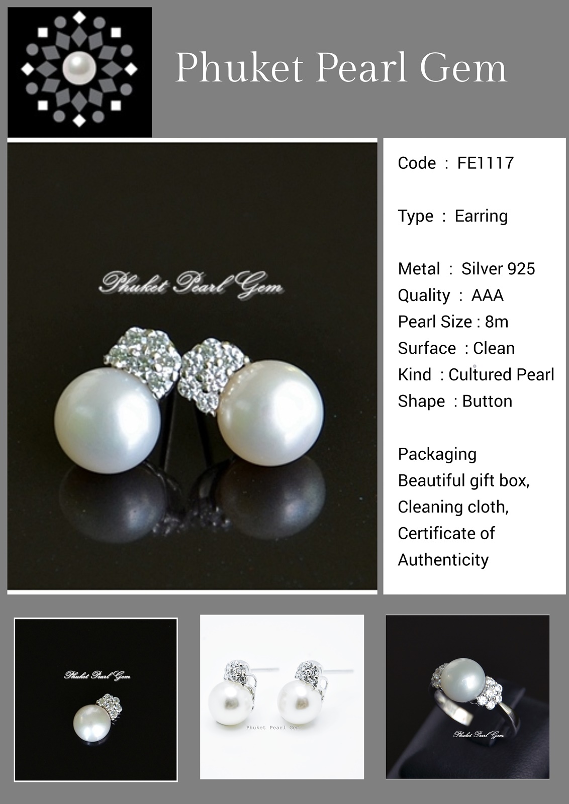 Phuket Pearl Gem Princess Pearl Earring