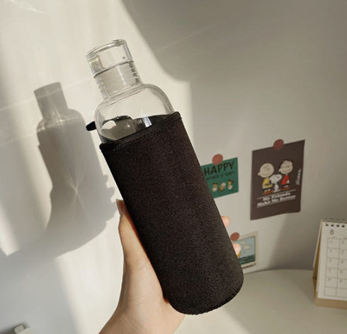 ขวดแก้วใส่น้ำ,ขวดแก้วน้ำ,500ml,750ml,+ปลอกหุ้ม