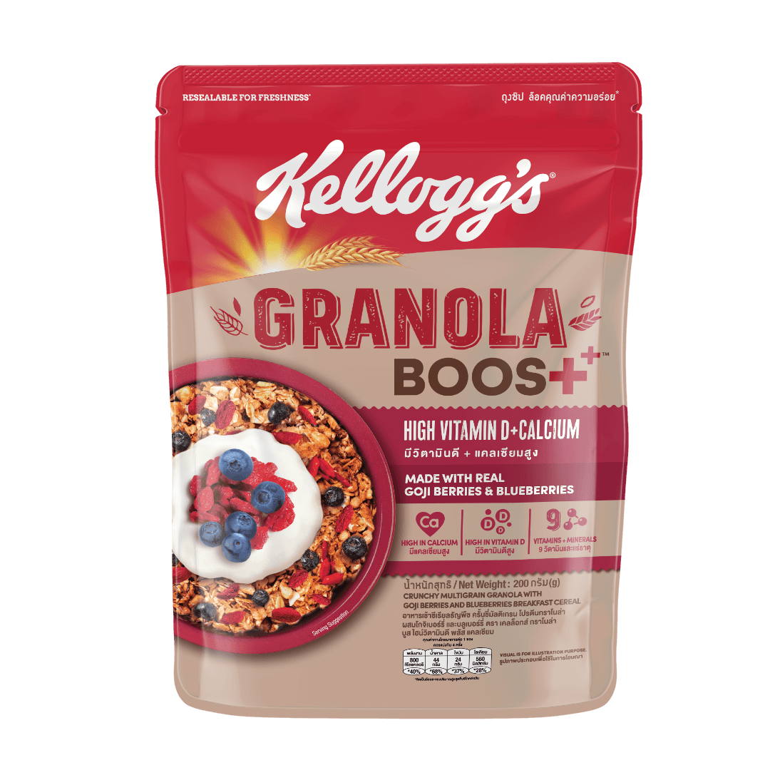 Kellogg's Granola Boos+ High Vitamin D &Calcium เคลลอกซ์ กราโนล่าบูสท์ ไฮวิตามิน D 200 g. (05-9140)