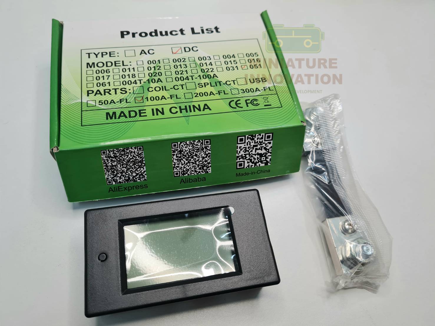 PZEM-051 Watt meter DC 100A พร้อม Shunt มิเตอร์วัดไฟ กระแสตรง 6.5-100VDC แสดงค่า 4 in 1 Voltage , Current , Watt , Energy
