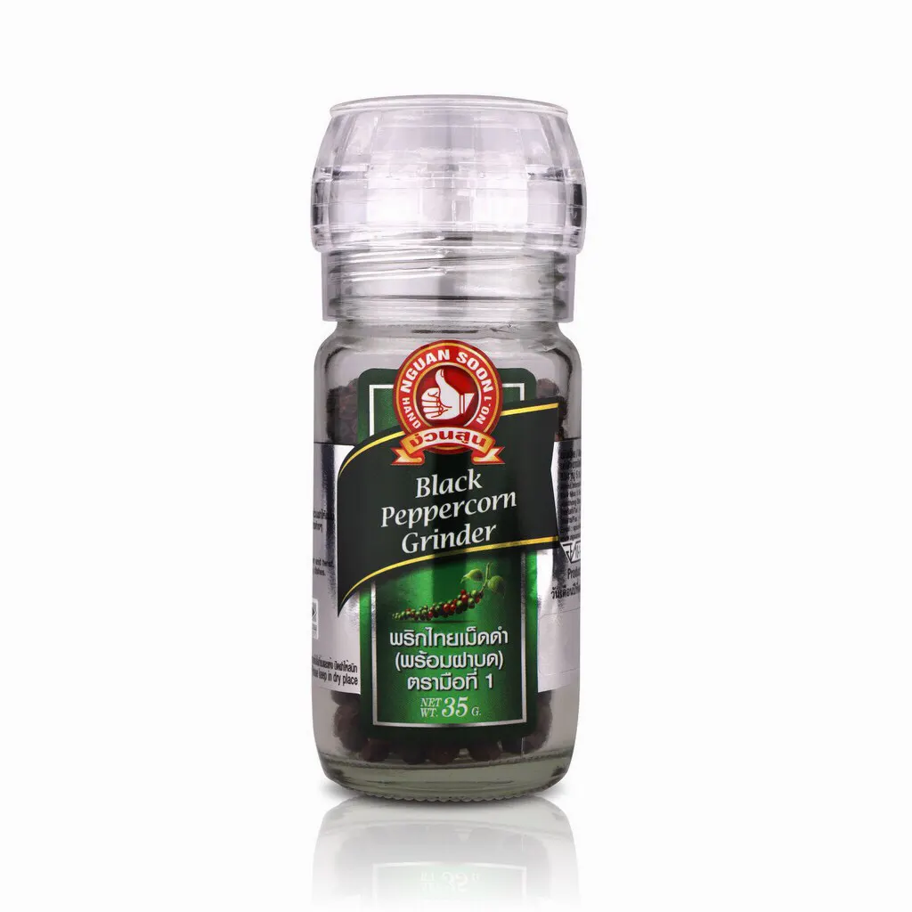 พริกไทยเม็ดดำ 35 กรัม ตรามือที่ 1 (พร้อมฝาบด) Black Peppercorn in Grinder (05-7624)