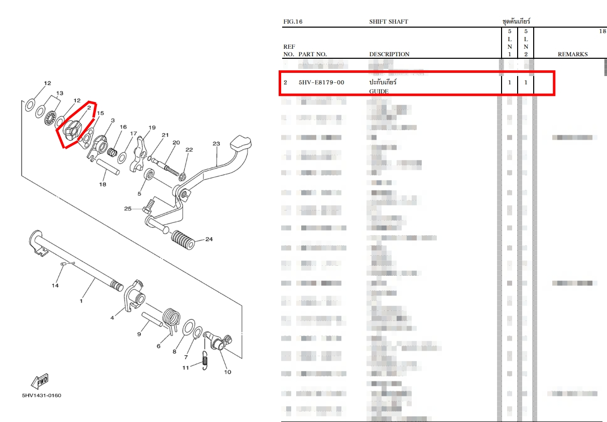 5HV-E8179-00 ปะกับเกียร์ FRESH , SPARK RX , SPARK NANO , SPARK X รหัสใหม่ 5B9-E8179-00 อะไหล่แท้ YAMAHA