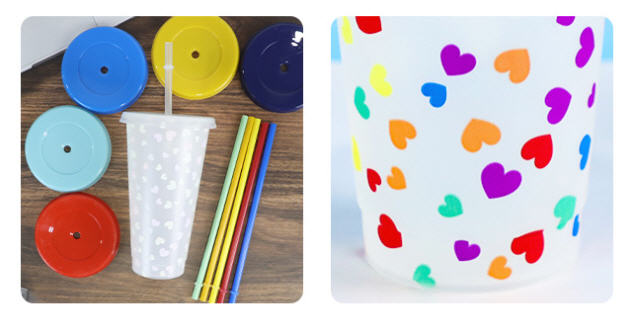 แก้วพลาสติก,แก้วพลาสติกเปลี่ยนสี,แก้วเปลี่ยนสีพร้อมฝาปิด,710ml