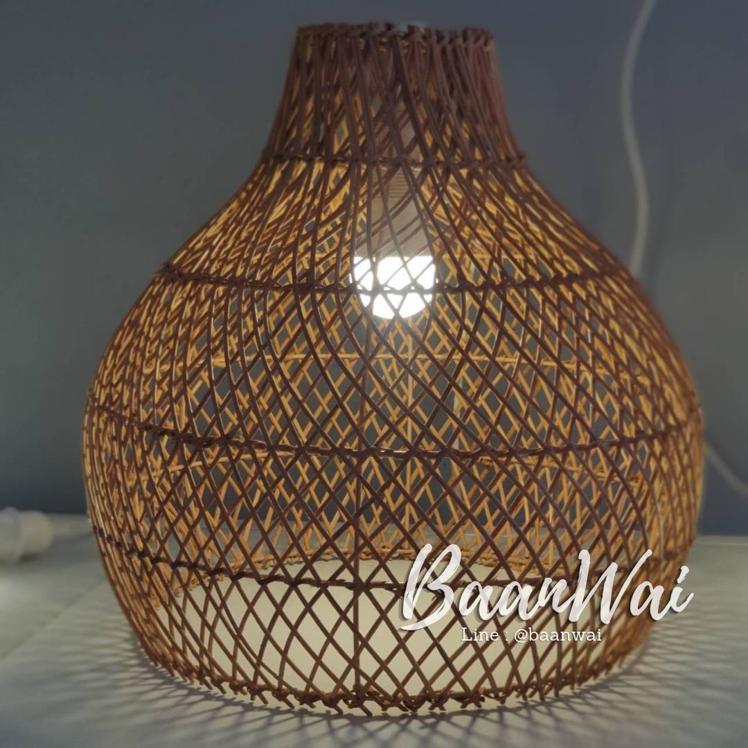 โคมไฟหวาย ทรงน้ำเต้า มี 2 ขนาด