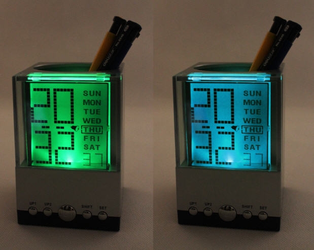 นาฬิกาพร้อมที่ใส่ปากกา,นาฬิกาพร้อมที่ใส่ปากกาไฟ7สี