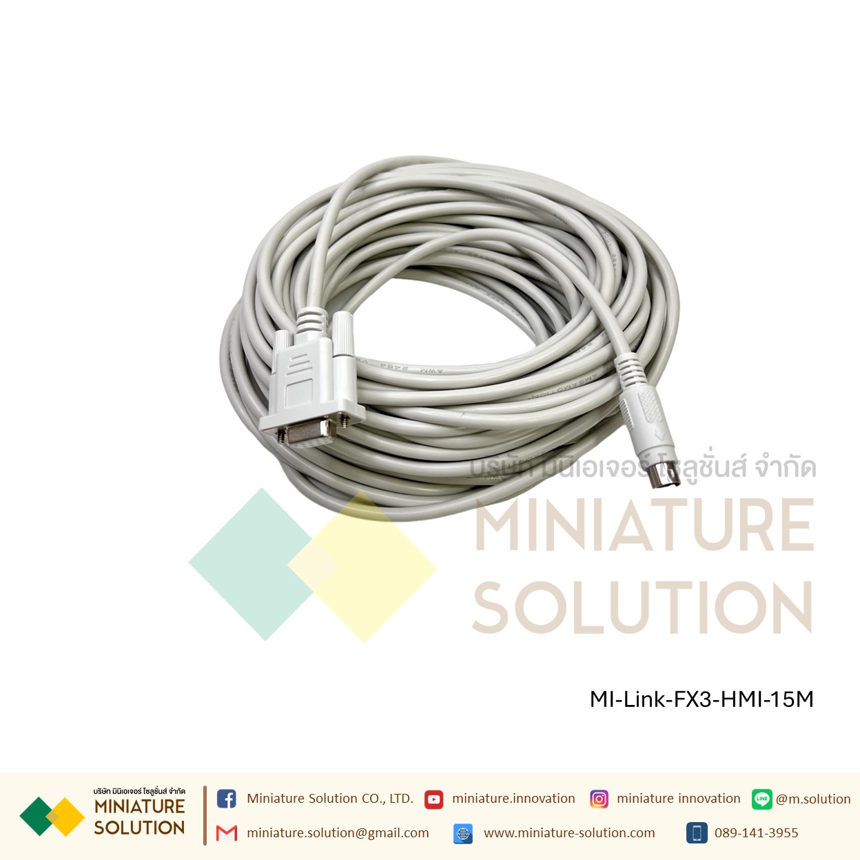 FX CABLE 10 เมตร SC-11 สายสื่อสารระหว่าง PLC (Programmable Logic Controller) และหน้าจอทัชสกรีน ใช้เชื่อมต่อระหว่างหน้าจอ (หัวกลม+DB9)