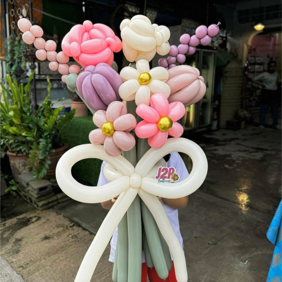ช่อลูกโป่งดอกไม้รวม Mix balloons twist 9 ดอก 1 ช่อ