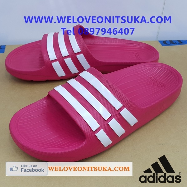 รองเท้าแตะ Adidas สีชมพูบานเย็นคาดขาว เบา ใส่สบาย ของแท้ 100% เท่านั้น D67480