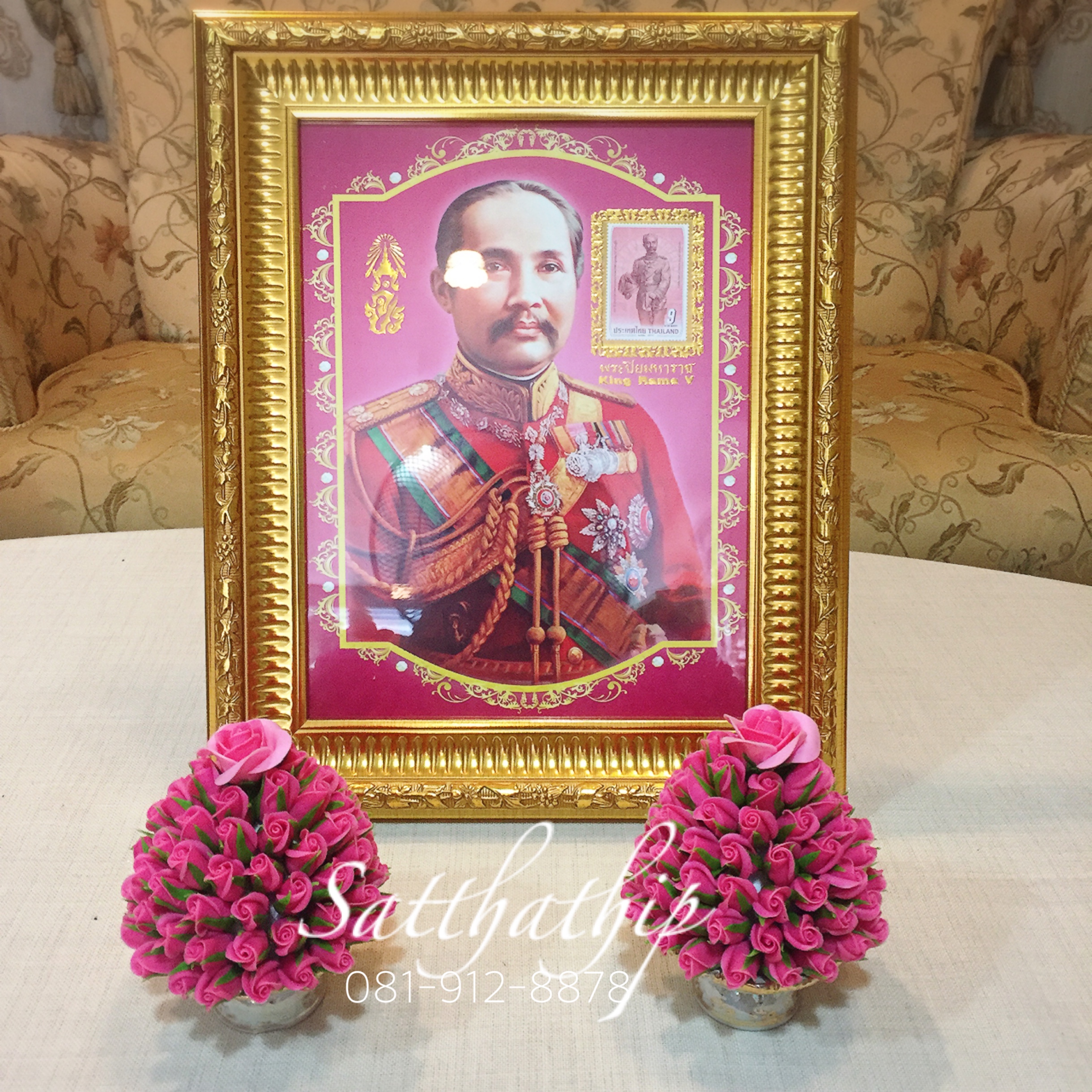 พานพุ่มดอกกุหลาบ ประดิษฐ์จากดิน [3.5 นิ้ว 1,100 บาท/คู่]