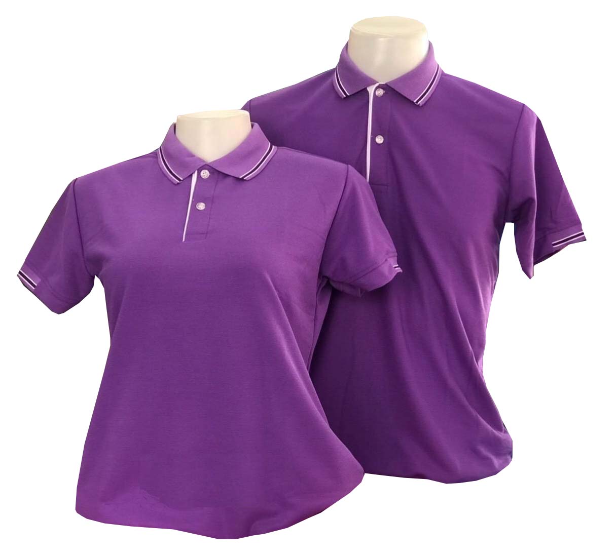 เสื้อโปโลสีม่วงอ่อน แขนจั๊มครึ่ง ราคาส่ง 3 ตัวขึ้นไป
