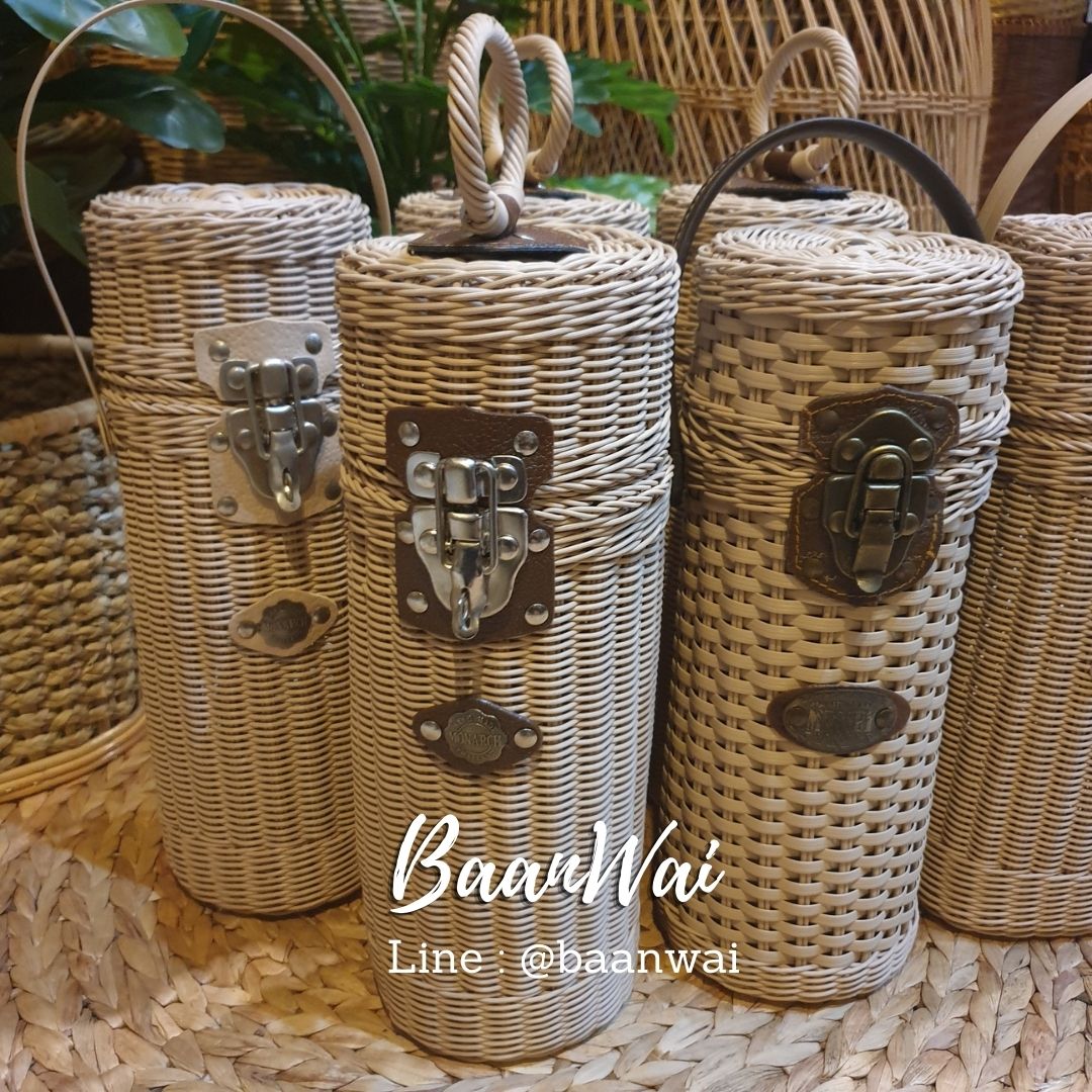 ตะกร้าใส่ขวดไวน์หวายเทียม 1 ขวด