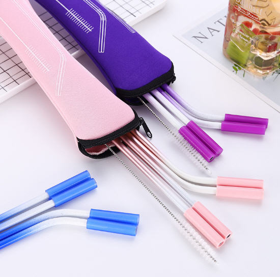 หลอดสแตนเลส4+แปรง1,ชุดหลอดสแตนเลส