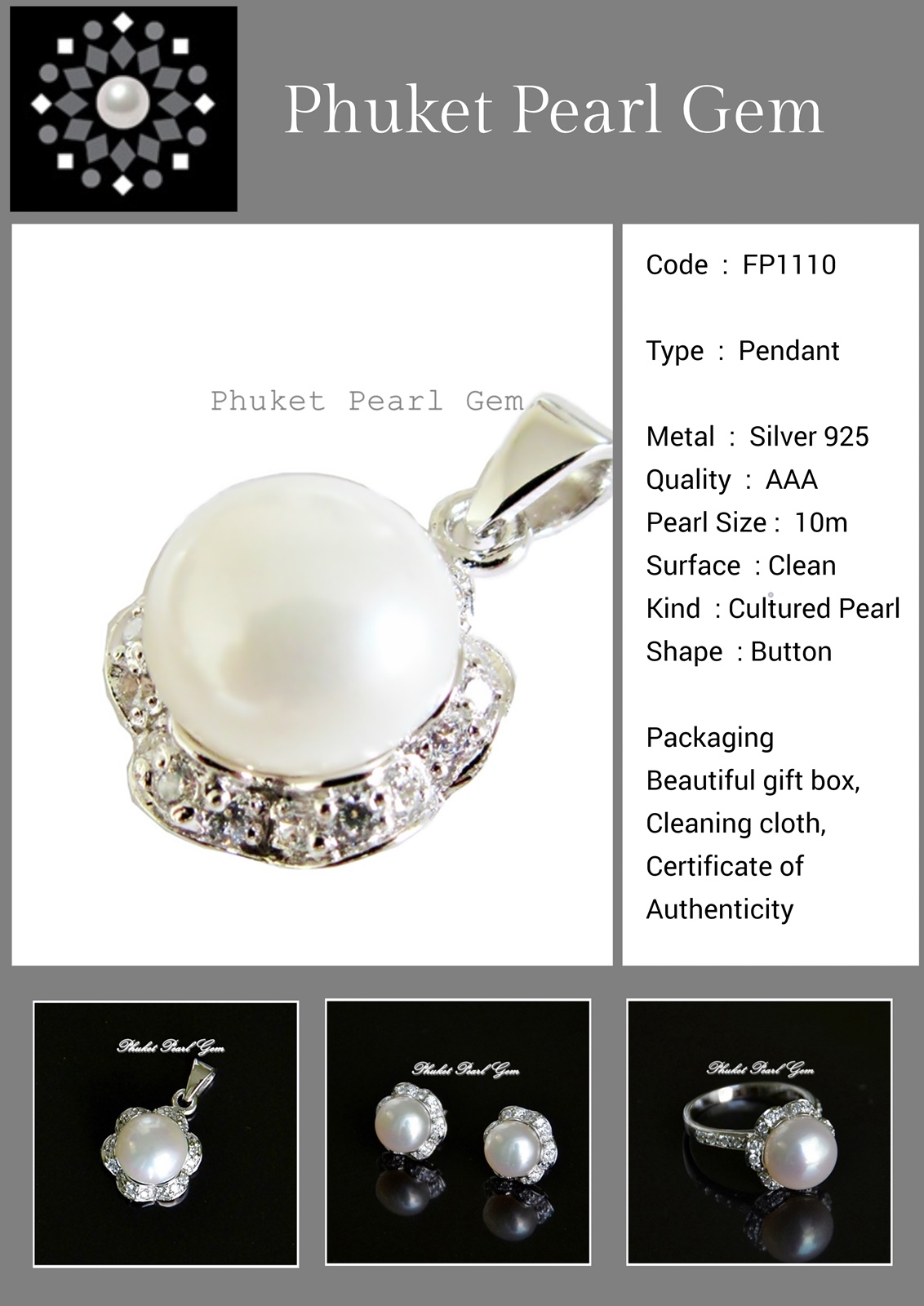 Sterling Silver White Pearl Flower Pendant