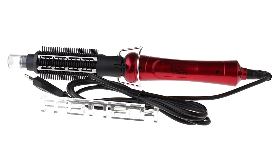 Kemei KM-026 เครื่องหนีบ&ม้วนผมไอน้ำ 2 in 1 พร้อมแปรงหวี ทั้งหนีบและอบไอน้ำ ลอนหยิก ปรับได้ 2 ระดับ หมุน 360 องศา – สีแดง