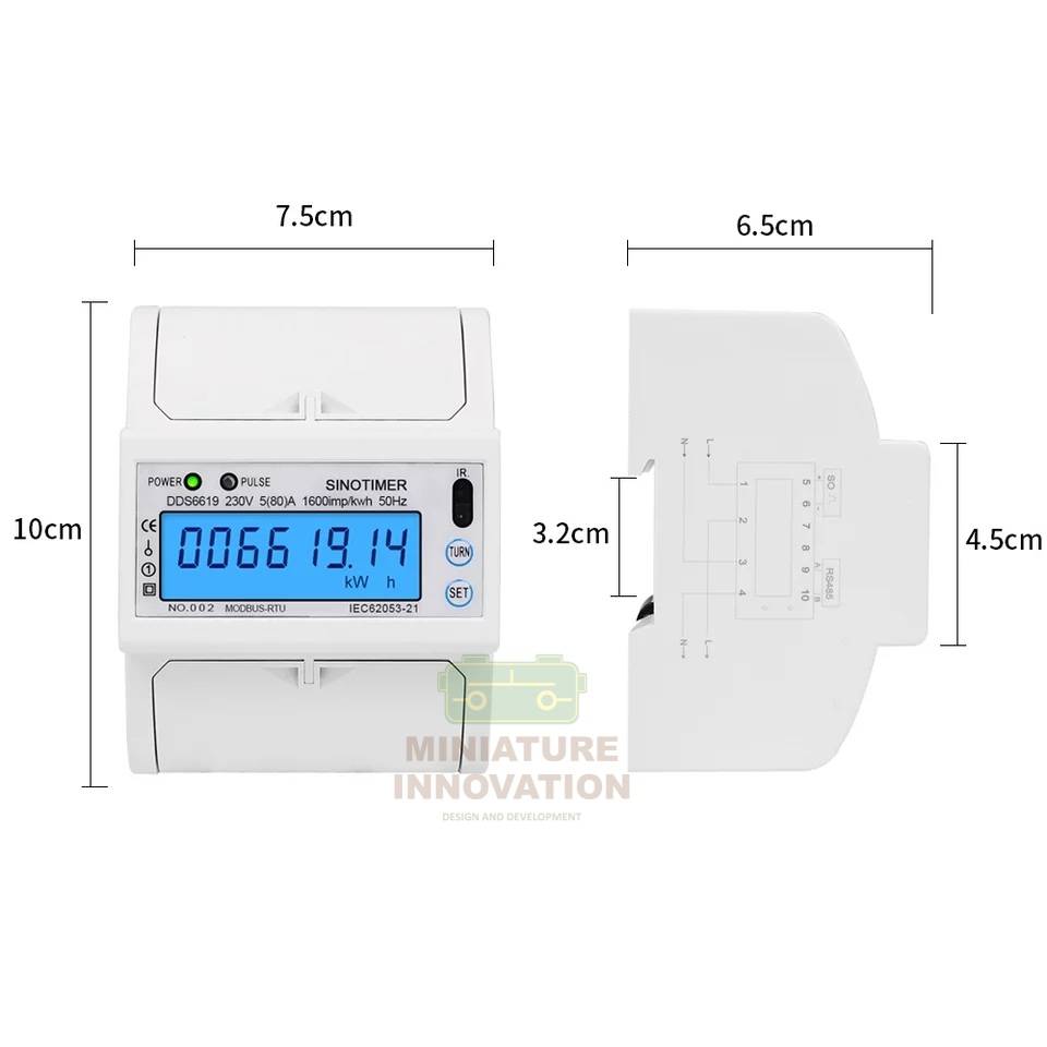 DDS6619-015 Multi function Single Phase 5-100A 230V AC Energy Meter ไฟฟ้า Meter Monitor DIN Rail RS485 Modbus