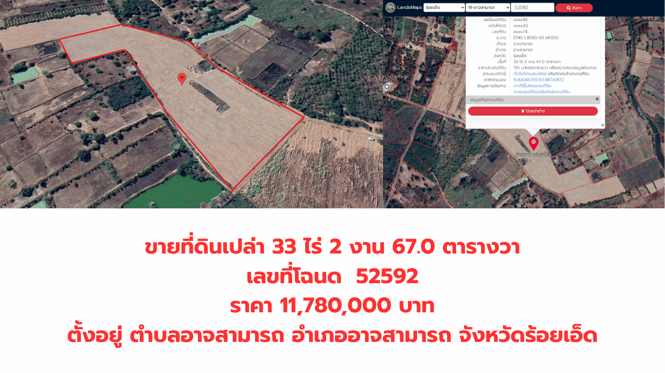 ขายที่ดินเปล่าและที่ดินพร้อมสร้างปลูกสร้าง ร้อยเอ็ด ติดต่อ 094-515-7920