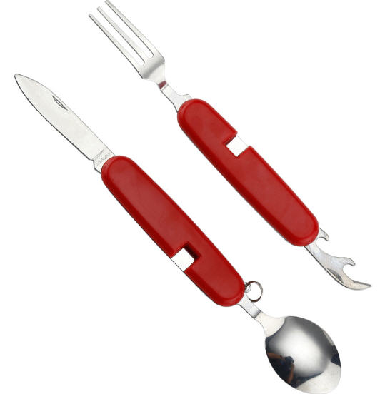 4in1อุปกรณ์ช้อนส้อมมีดพับได้