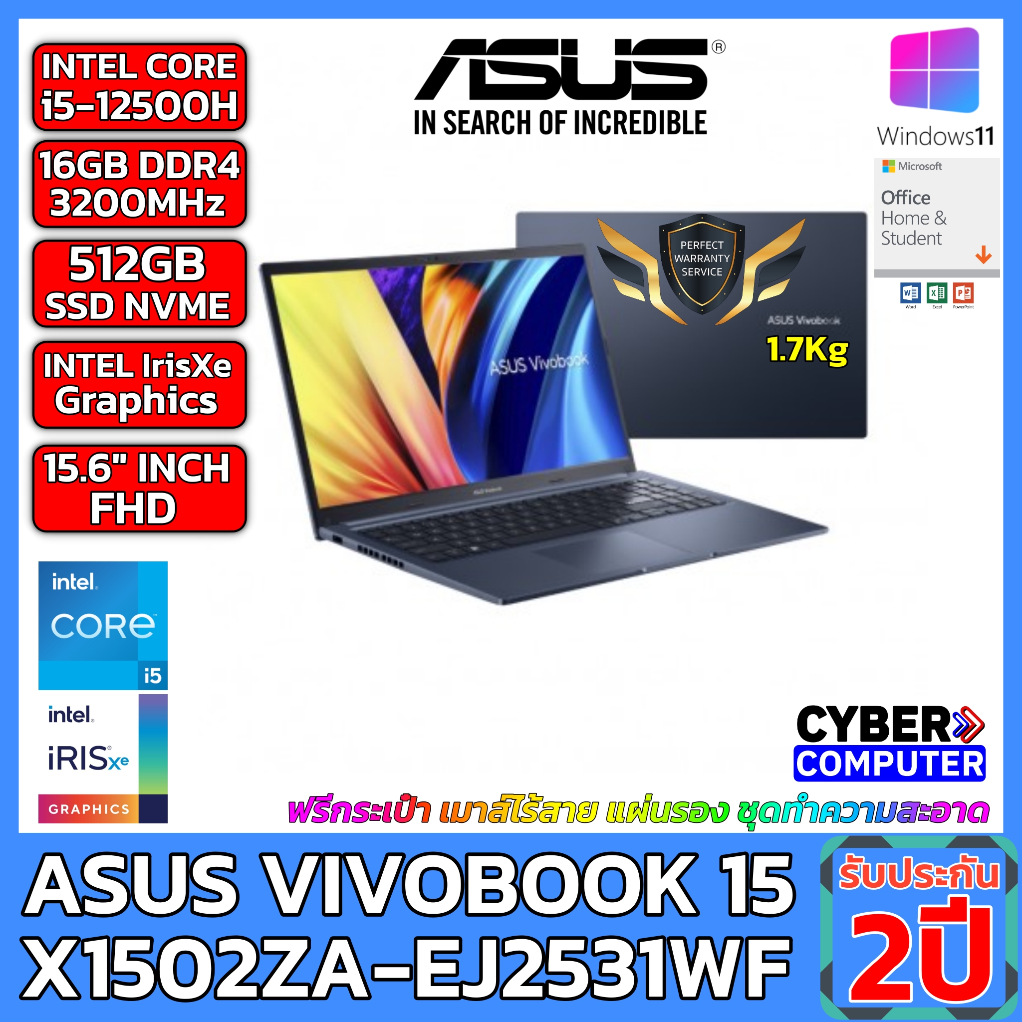 Notebook ASUS VIVOBOOK 15 X1502ZA-EJ2531WF i5-12500H