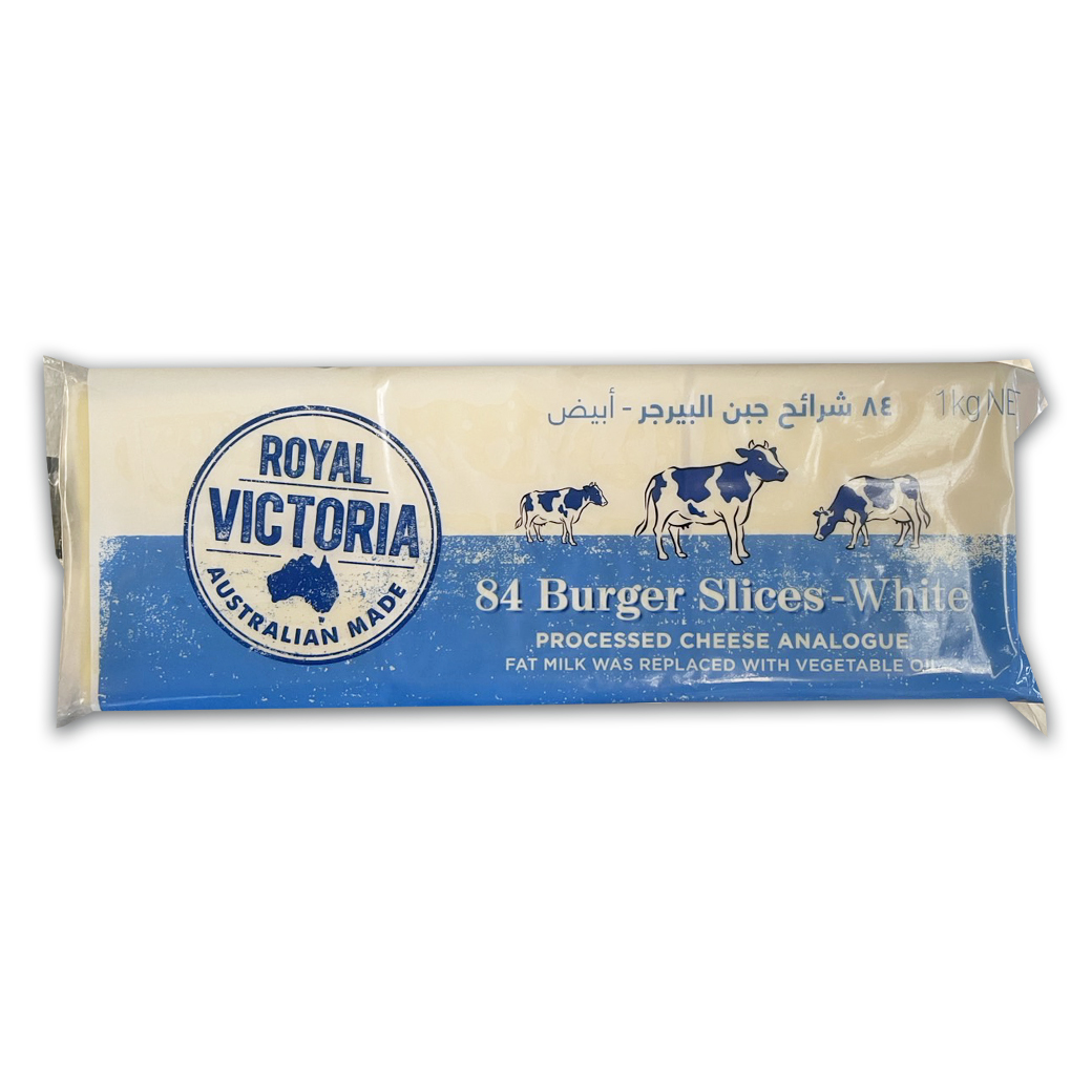 Royal Victoria White Cheddar Cheese 84 Slices Processed Cheese เชดด้าชีสสีขาว 84 สไลซ์ 1 KG. (02-8263)