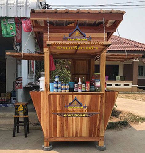 ( รหัส F3-ไม้สะเดา.) ซุ้มเค้เตอร์ ไม้สัก สีเงา คาตาล / ขนาด 1.20x1.50x2.50 เมตร