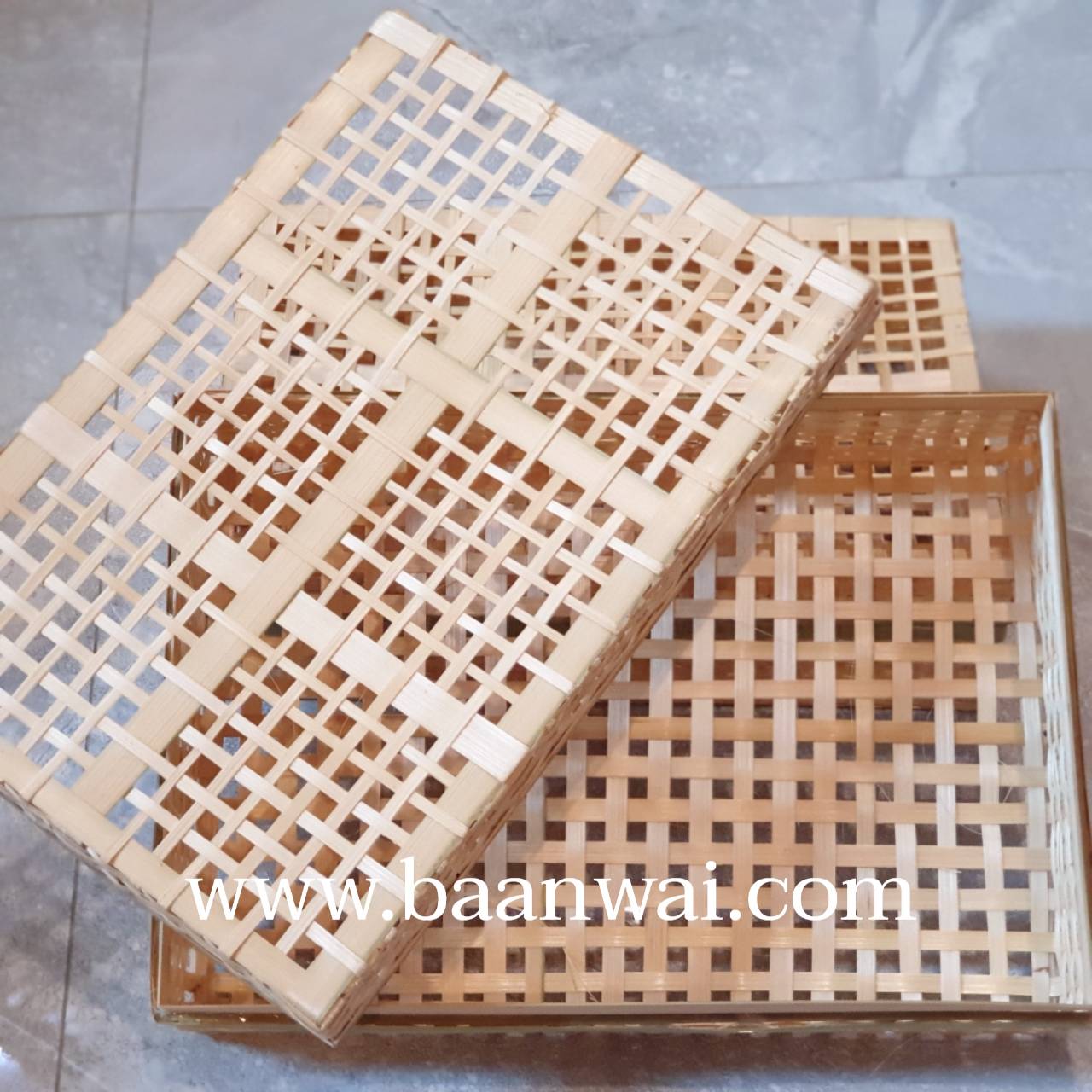 กล่องไม้ไผ่สาน ฝา 4 ช่อง