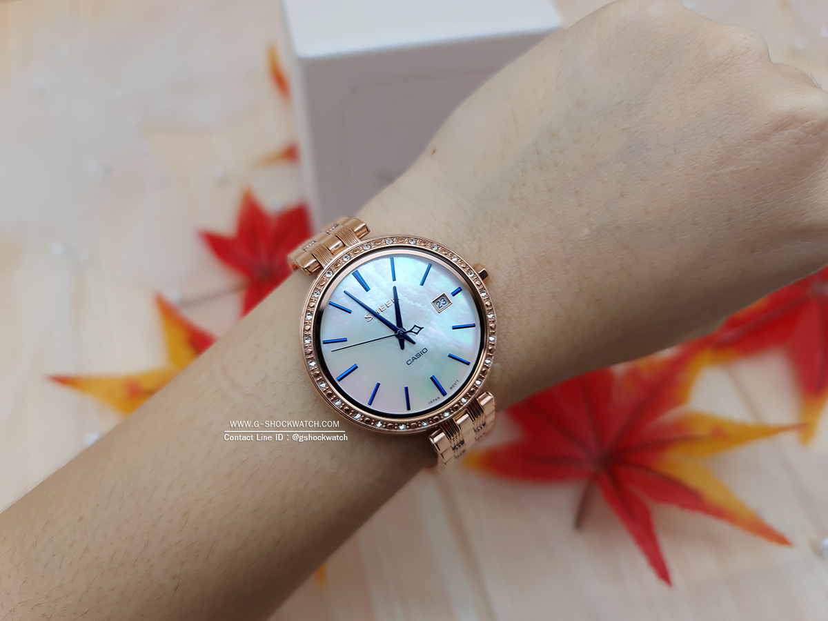 CASIO SHEEN นาฬิกาข้อมือ นาฬิกากันน้ำ นาฬิกาของแท้ ประกันศูนย์ CMG 1 ปี รุ่น SHE-4052PG-2A