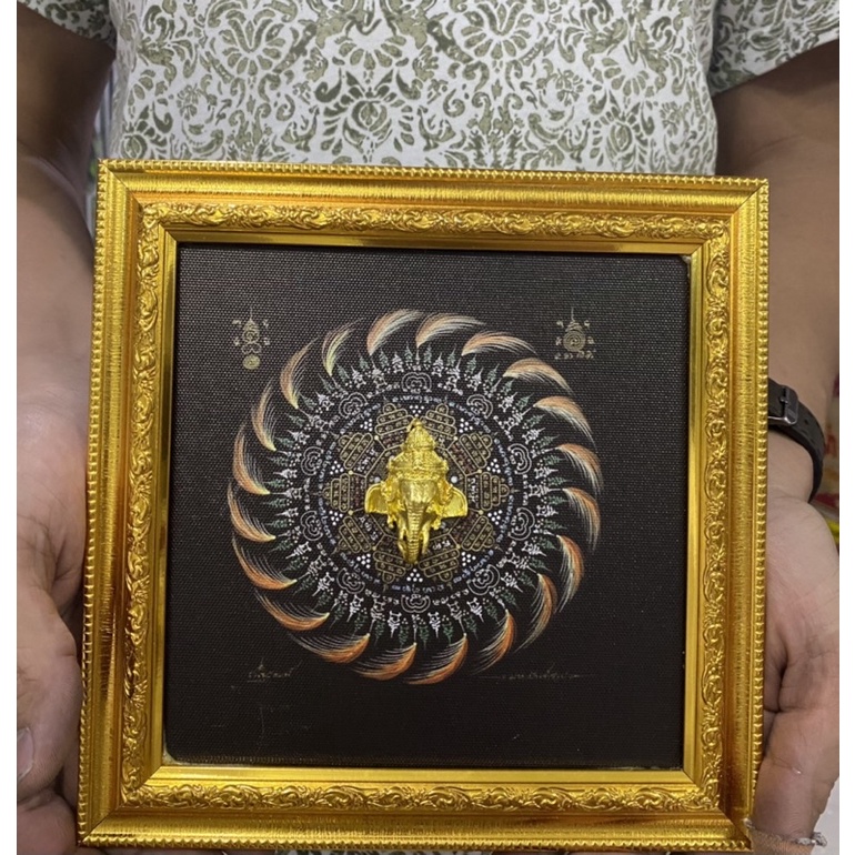 กรอบรูป ของขวัญ ของที่ระลึก พระพิฆเนศ พญานาคราช พร้อมกรอบไม้ กว้าง9นิ้ว สูง9นิ้ว