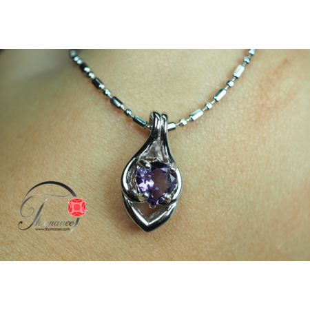 จี้พลอยอะเมทิสต์สีสวยเข้ม 7 มม.แบบเก๋