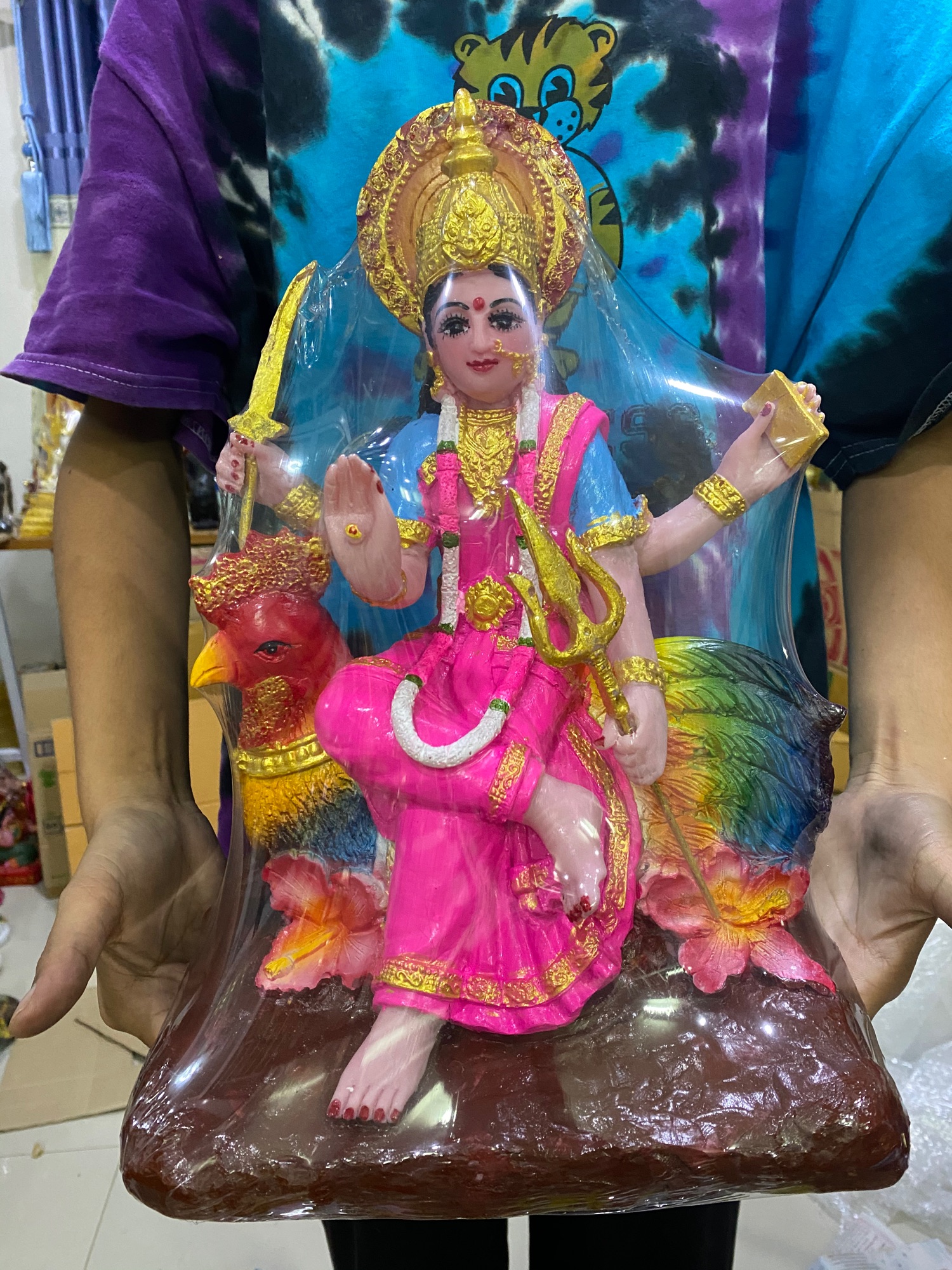 พระเเม่พหุชนา พระเเม่อุมาขี่ไก่ ขนาด9นิ้ว องค์ใหญ่มาก