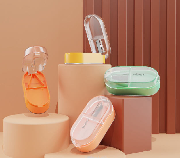 กล่องใส่ยาพร้อมที่ตัดยา,กล่องตัดยา,ที่ตัดเม็ดยา,ที่ตัดยา,มีดหั่นยา