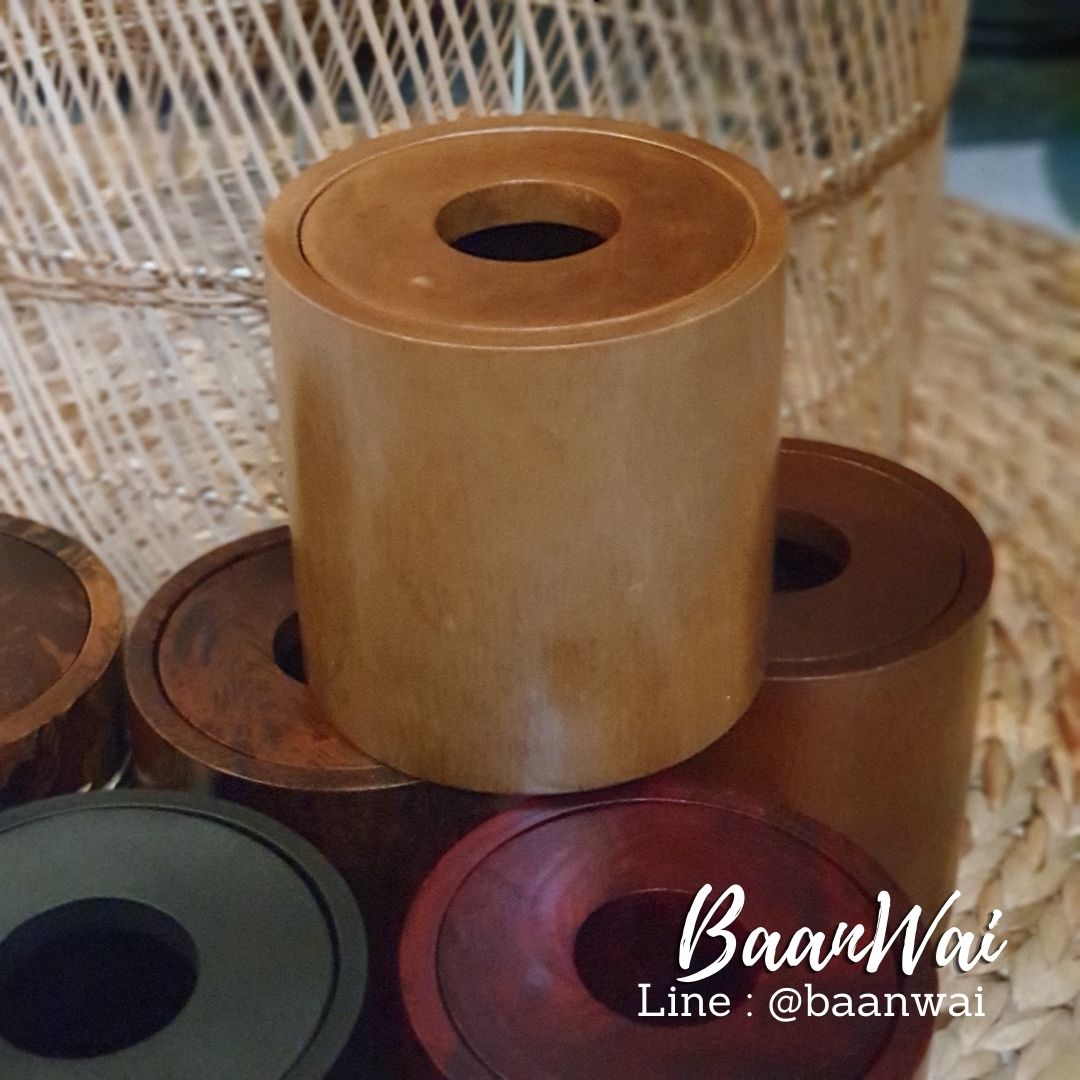 กล่องทิชชูไม้มะม่วง ทรงกลม