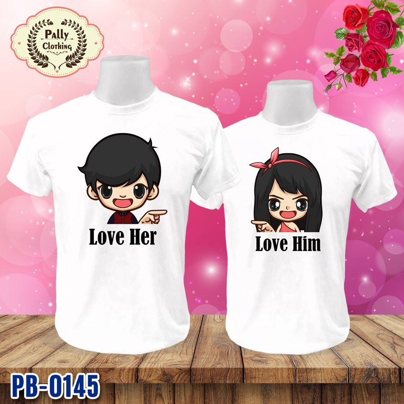 เสื้อคู่รัก PB-0145 ลาย Love Her กับ Love Him