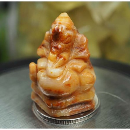 ไม้กลายเป็นหินแกะสลักพระพิฆเนศวร 34.40 กะรัต