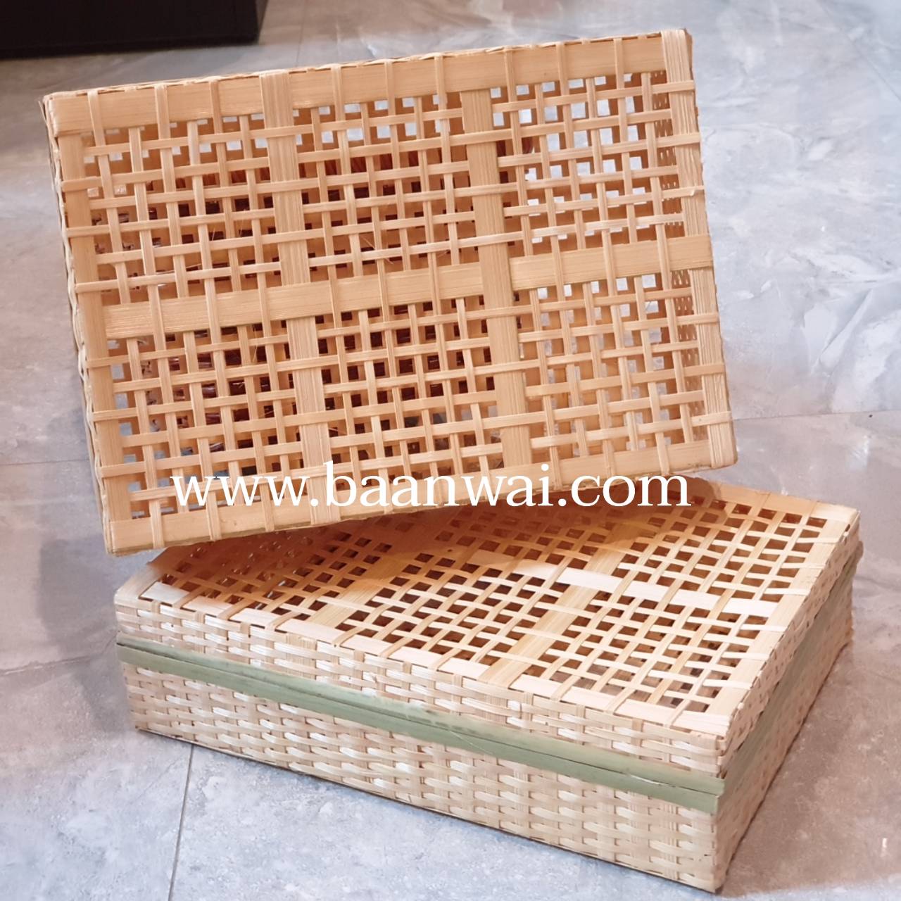 กล่องไม้ไผ่สาน ฝา 4 ช่อง