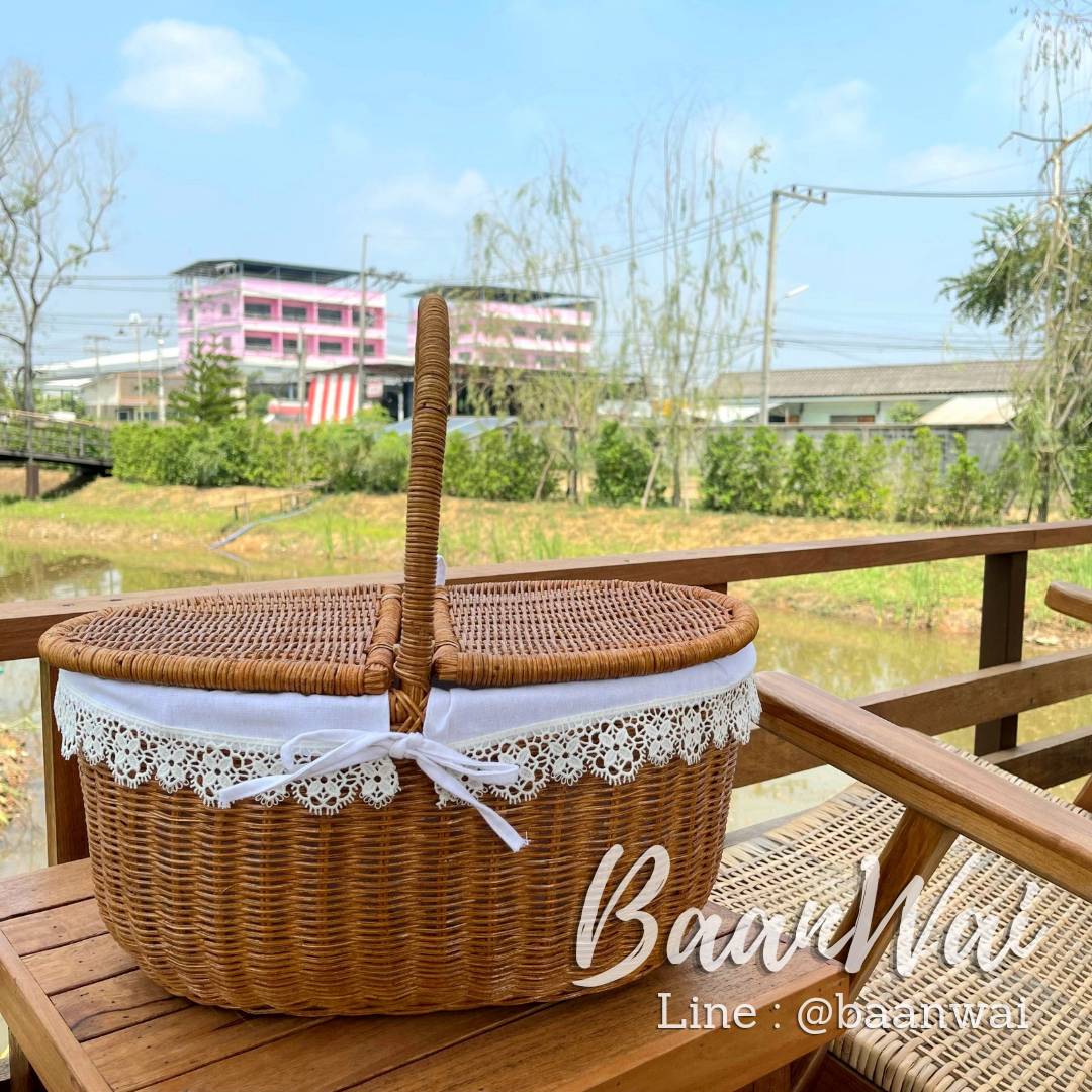 ตะกร้าปิคนิค ตะกร้าทรงรี ตะกร้าสาน ตะกร้าหวาย